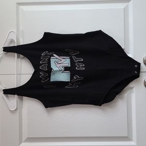 American Eagle x MTV One Piece Body Suit Tank Top, Large, Black